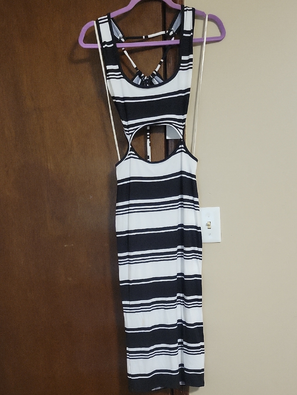 Forever 21 Black and White Striped Cutout Dress